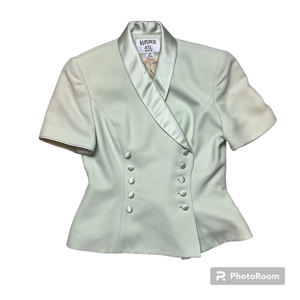 Mint Green Short Sleeve Double Breasted Blazer